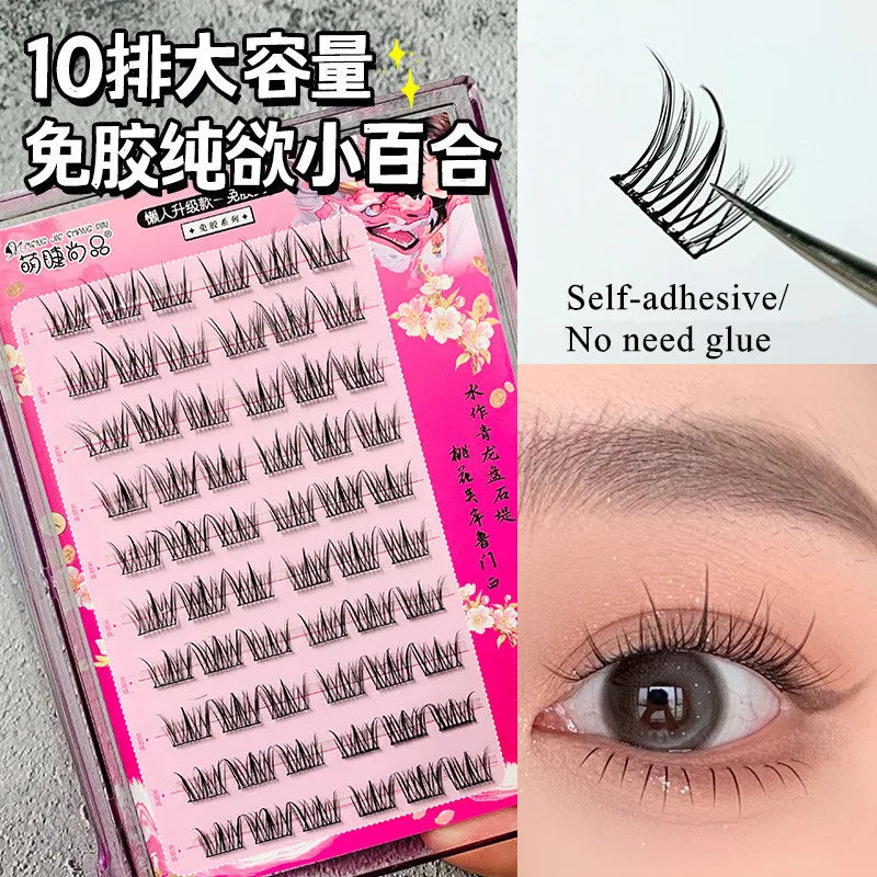 Voluminous No Need Glue Self-adhesive False Eyelashes Fluffy Fish Tail Sunflower Thick Curling Lash Extension DIY Anime Eyes