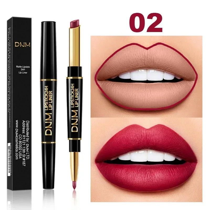 Matte Lipstick Women Lip Liner 2 In 1 Makeup Matte Lipstick Durable Waterproof Nude Red Lipstick Lips Cosmetics Tools