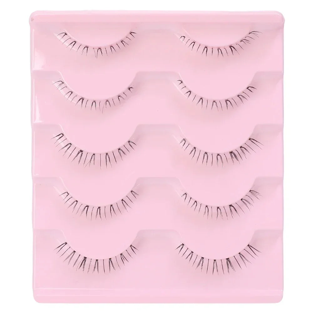 5 Pairs Thick Lower Eyelashes Pack Clear Band Under Eye Lashes 5D Soft Lower Eyelash Handmade Manga Bottom Lashes Makeup Tools