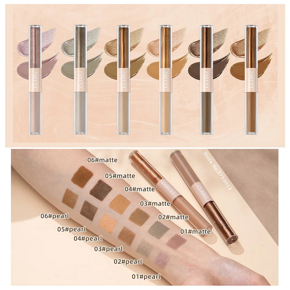 2 In 1 Stick Pearly Matte Eyeshadow Cream Smooth Nude Eye Makeup Liquid Contour Shadow Stick