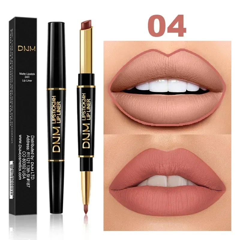 Matte Lipstick Women Lip Liner 2 In 1 Makeup Matte Lipstick Durable Waterproof Nude Red Lipstick Lips Cosmetics Tools