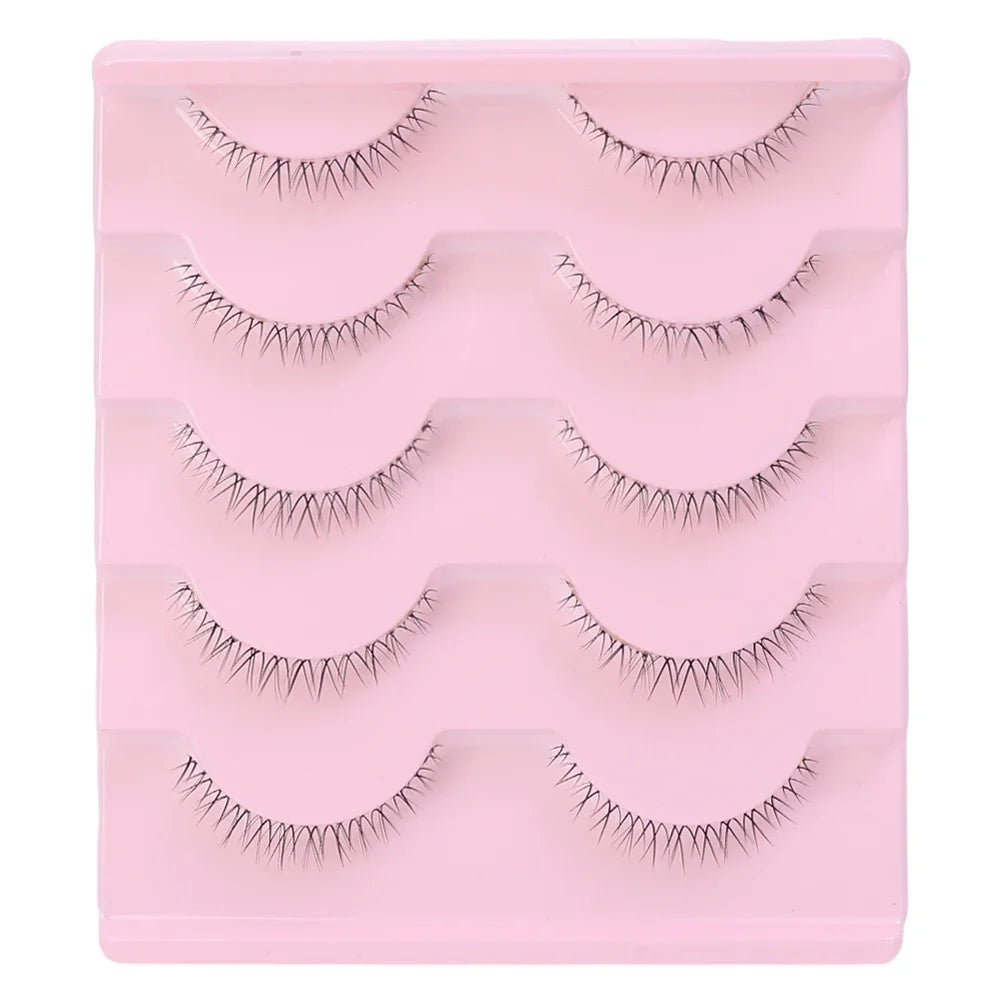 5 Pair Natural Lower Eyelashes Makeup Soft Handmade Clear Thin Band Under False Lashes