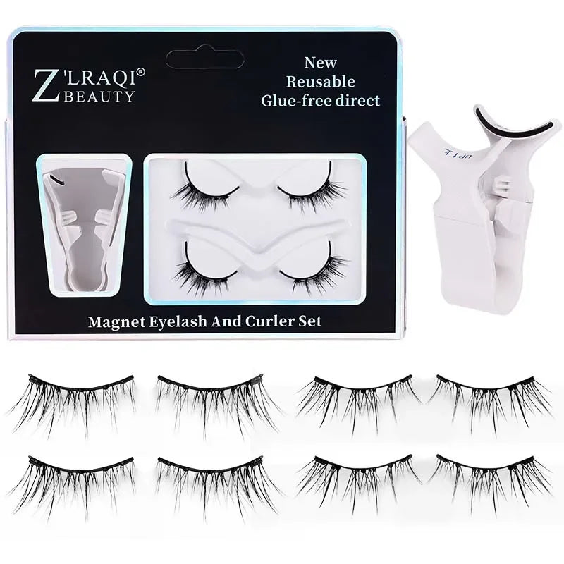 A set of magnetic eyelashes, natural look, quick installation without glue, reusable double pair of false eyelashes