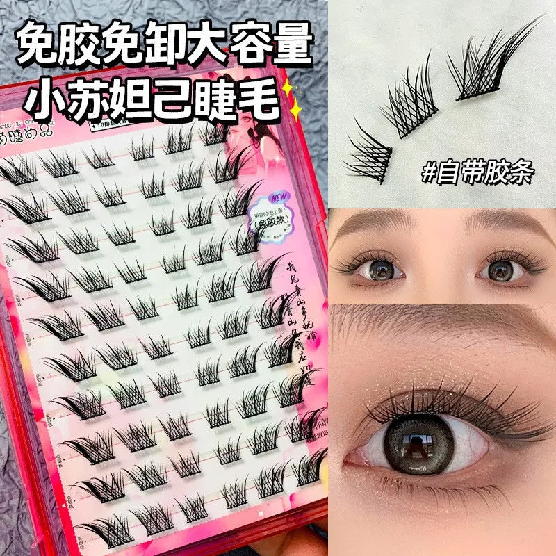 Voluminous No Need Glue Self-adhesive False Eyelashes Fluffy Fish Tail Sunflower Thick Curling Lash Extension DIY Anime Eyes