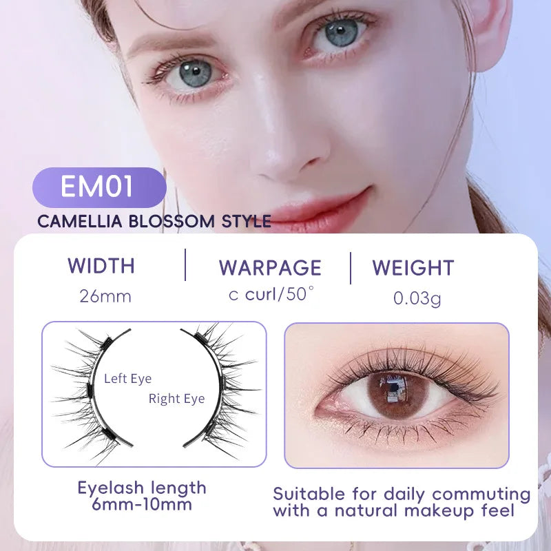 4pcs/1pair New 3 Magnetic False Eyelashes Easy To Wear Natural Soft Quantum Magnet Eye Makeup Tool With Applicater Glue Free