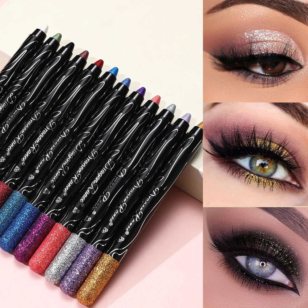 1Pc Metallic Purple Eyeshadow Pencil Glitter Silkworm Liner Pen Highlighter