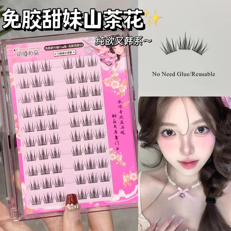 Voluminous No Need Glue Self-adhesive False Eyelashes Fluffy Fish Tail Sunflower Thick Curling Lash Extension DIY Anime Eyes