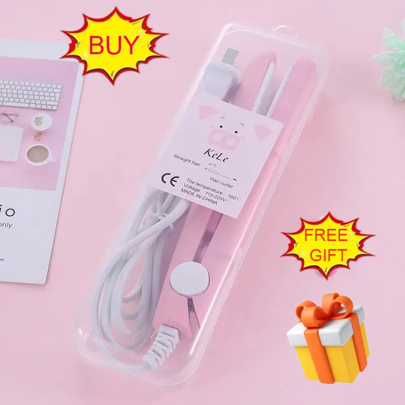 Mini Hair Straightener Flat Iron Hair Curler For Men Women Short Hair