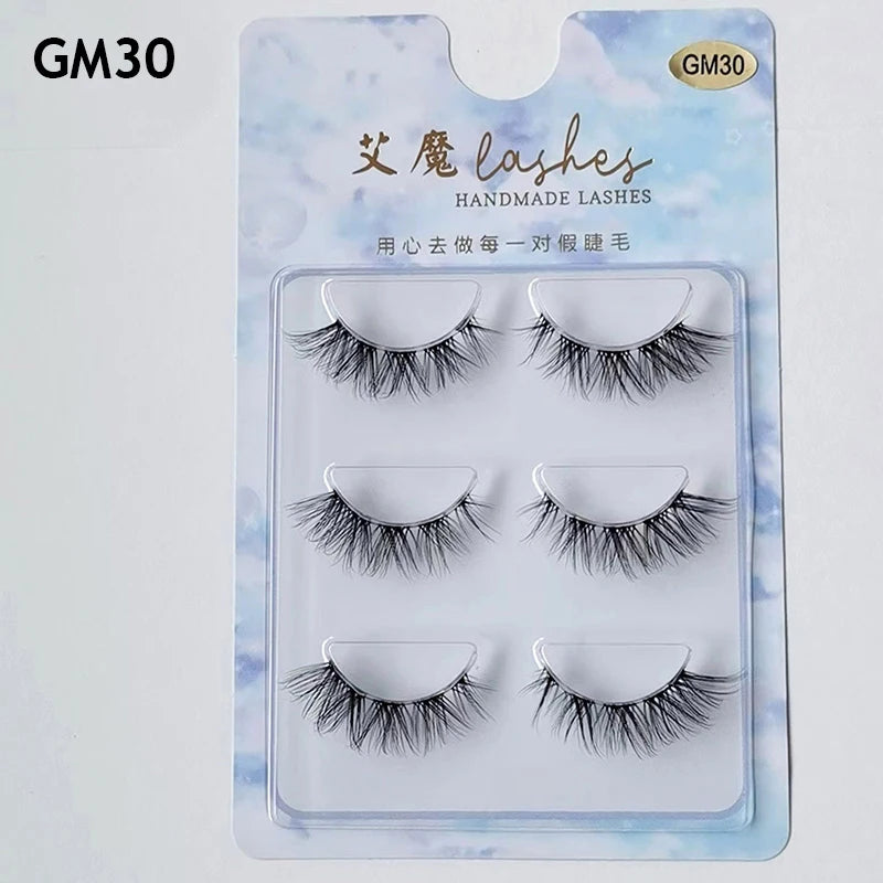 3pairs Mink Eyelashes Invisible Band Lash Extension Natural False Eyelashes Cross Cluster Fairy 3D Faux Big Eye Long Fake Lashes