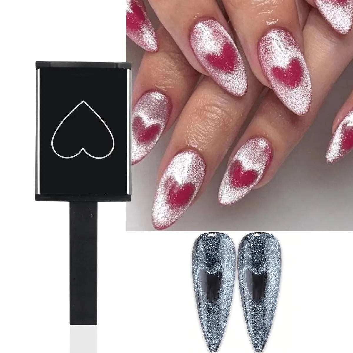 6 Pcs Cat Eye Nail Magnet Set with Flexible Iron Wire For Creating Heart & Ingot Shapes On Nails Nail Art Accessories Tools