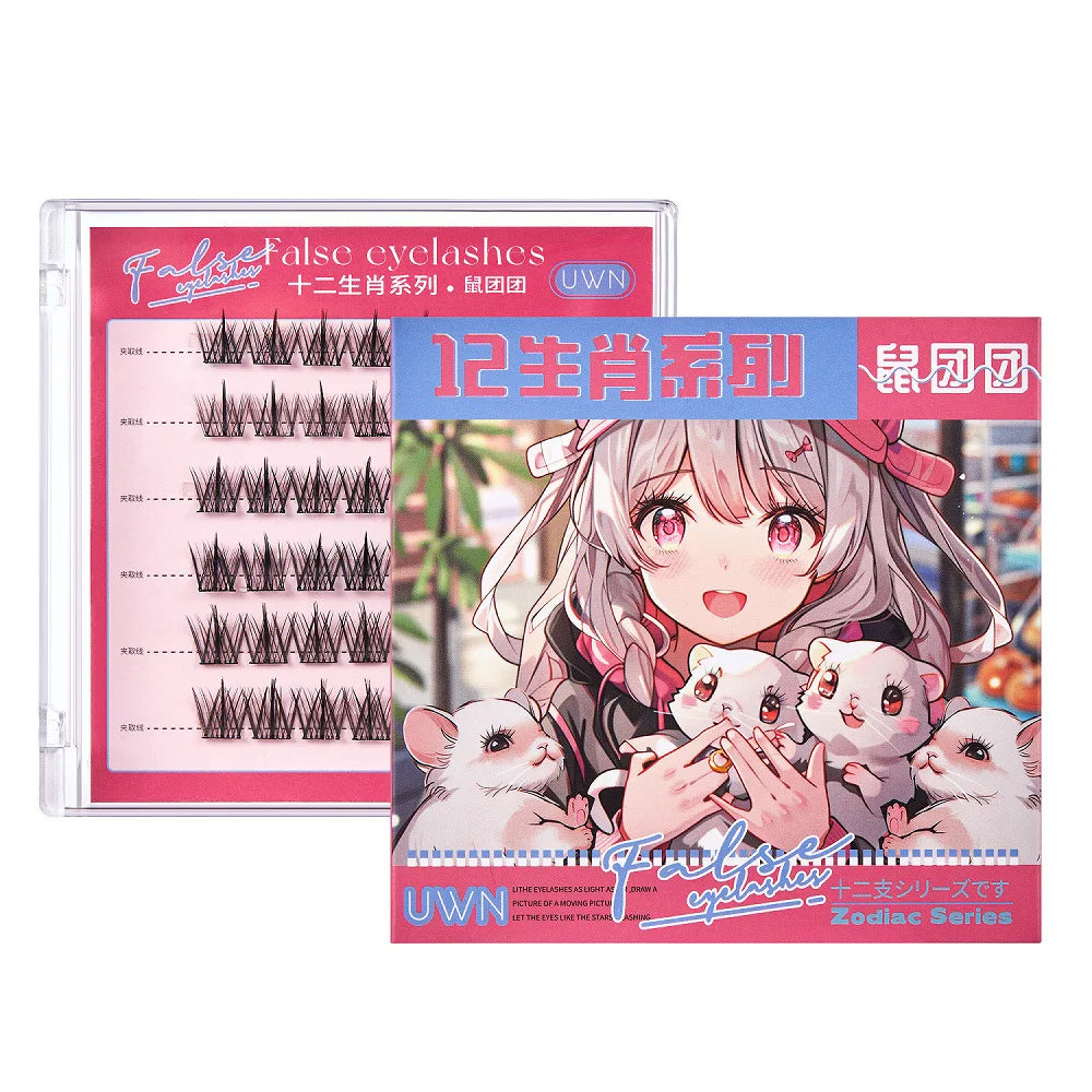 Glue-free Self-adhesive False Eyelashes Thick Curling Sunflower W-Shaped DIY Anime Eyes Lashes Extension Enlarge Eyes Tool