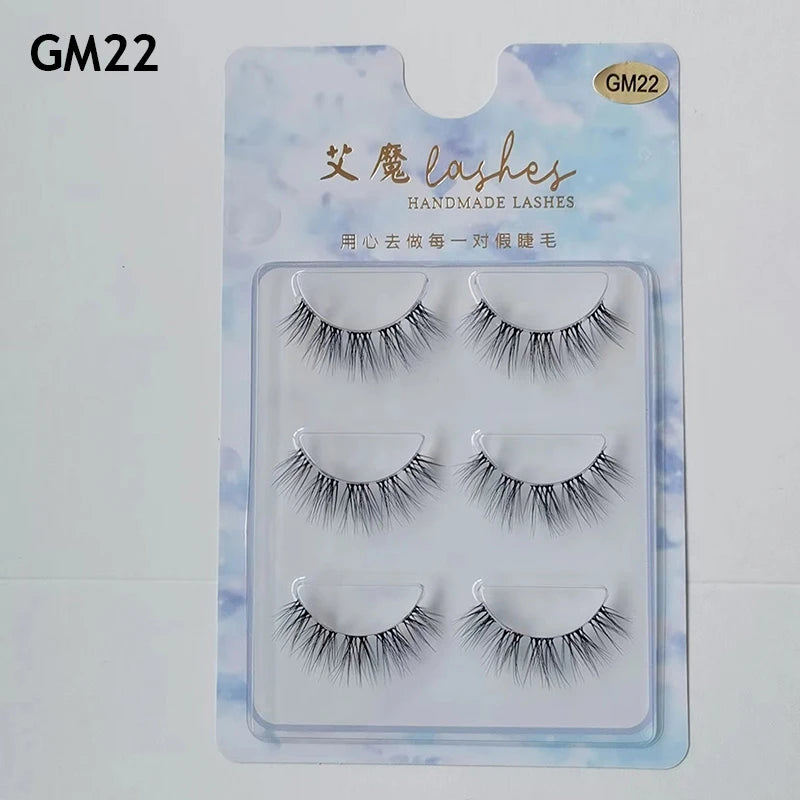 3pairs Mink Eyelashes Invisible Band Lash Extension Natural False Eyelashes Cross Cluster Fairy 3D Faux Big Eye Long Fake Lashes