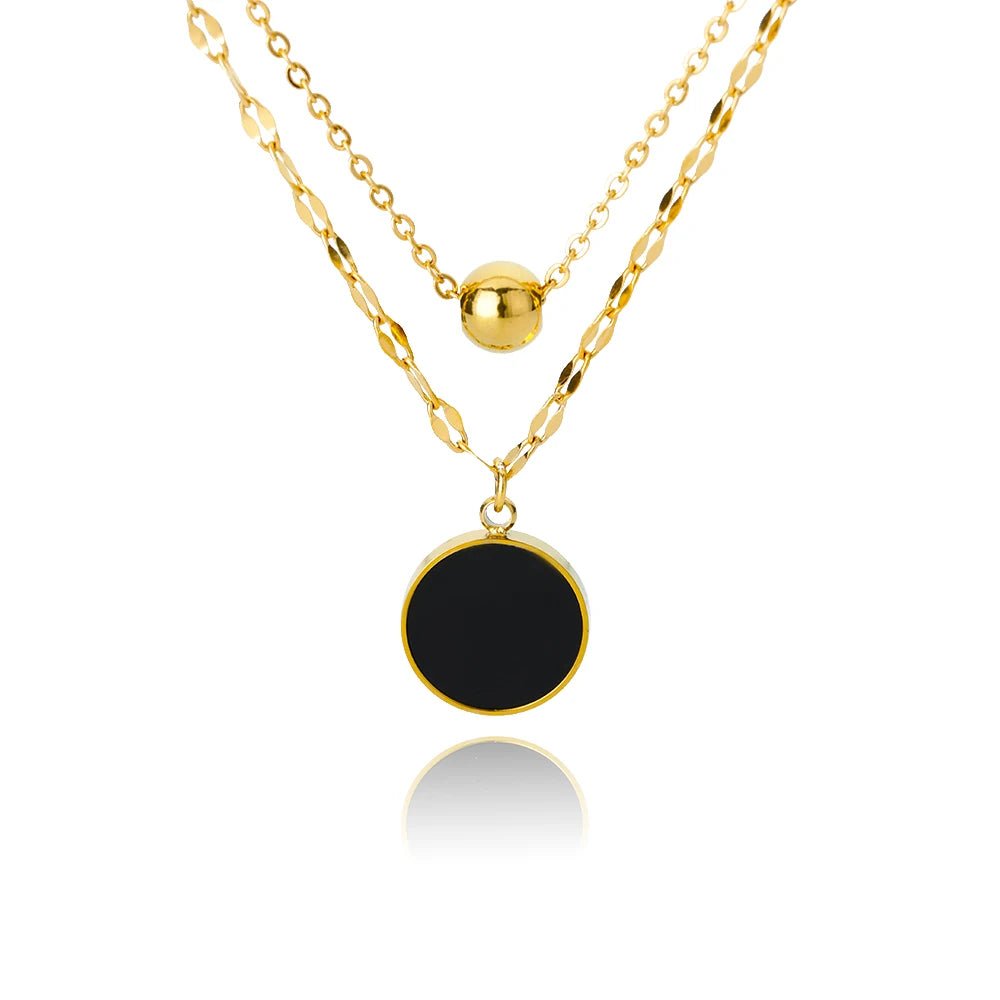 Fashion Stone Opal Oval Necklace For Women Stainless Steel Gold Color Oval Stone Pendant Necklace Wedding Aesthetic Jewelry Gift