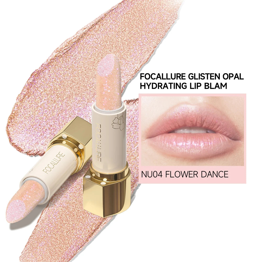 FOCALLURE Glitter Lip Balm 8 Colors Shimmer Lips Plumper Moisturizing Lipstick Long Lasting Waterproof Lip Care Makeup Cosmetics
