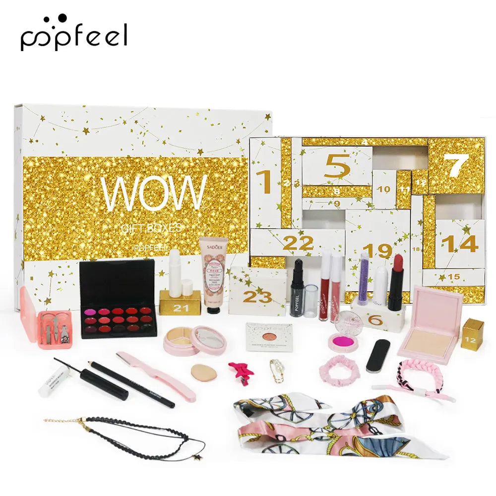 POPFEEL Makeup Kit, Black or White Box Surprise Gift for Girls Women include Eyeshadow Blush Lip-gloss Lipstick Concealer