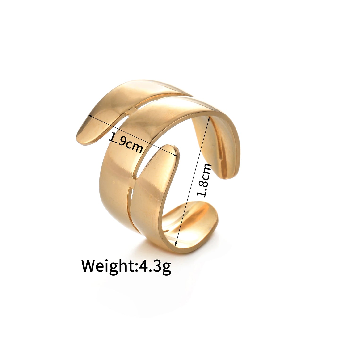 Fashion Vintage 18K Gold Plated Open Rings For Men Women Stainless Steel Temperament Couple Ring Anillo Birthday Jewelry Gifts