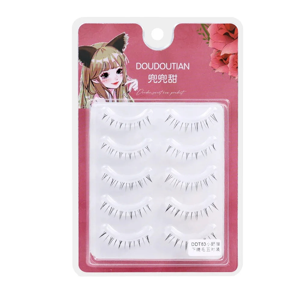 5 Pair Natural Lower Eyelashes Makeup Soft Handmade Clear Thin Band Under False Lashes