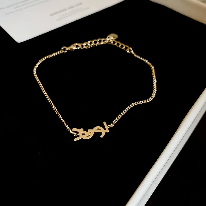 new Metal letter necklace Ear stud bracelet
