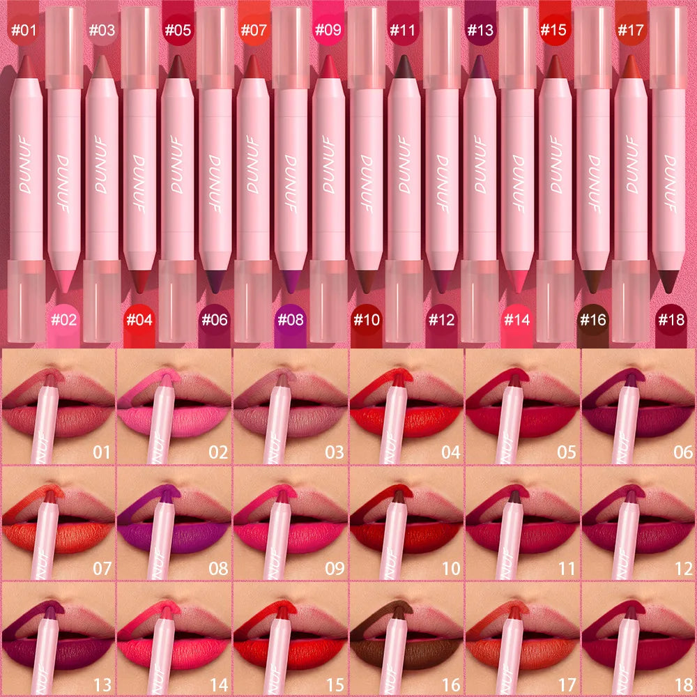 Lipstick Pencil Waterproof Sexy Red Matte Contour Tint Lipstick Lasting Non-stick Cup Lipliner Pen