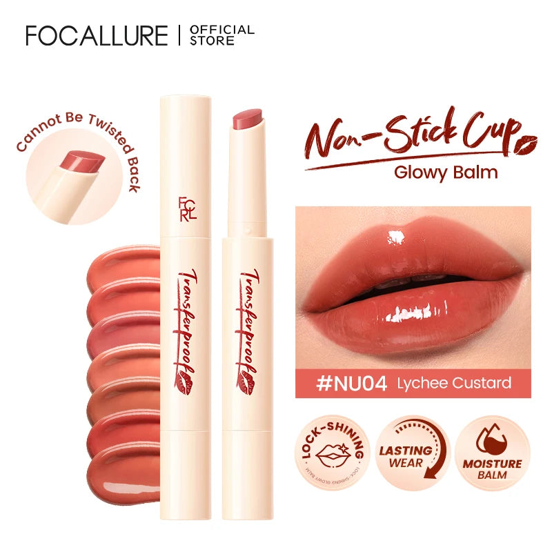 FOCALLURE Transfer proof Lock-shining Glossy Lip Balm Pen Moisturizing Non-sticky Lightweight Lipstick Lip Liner Makeup Cosmetics