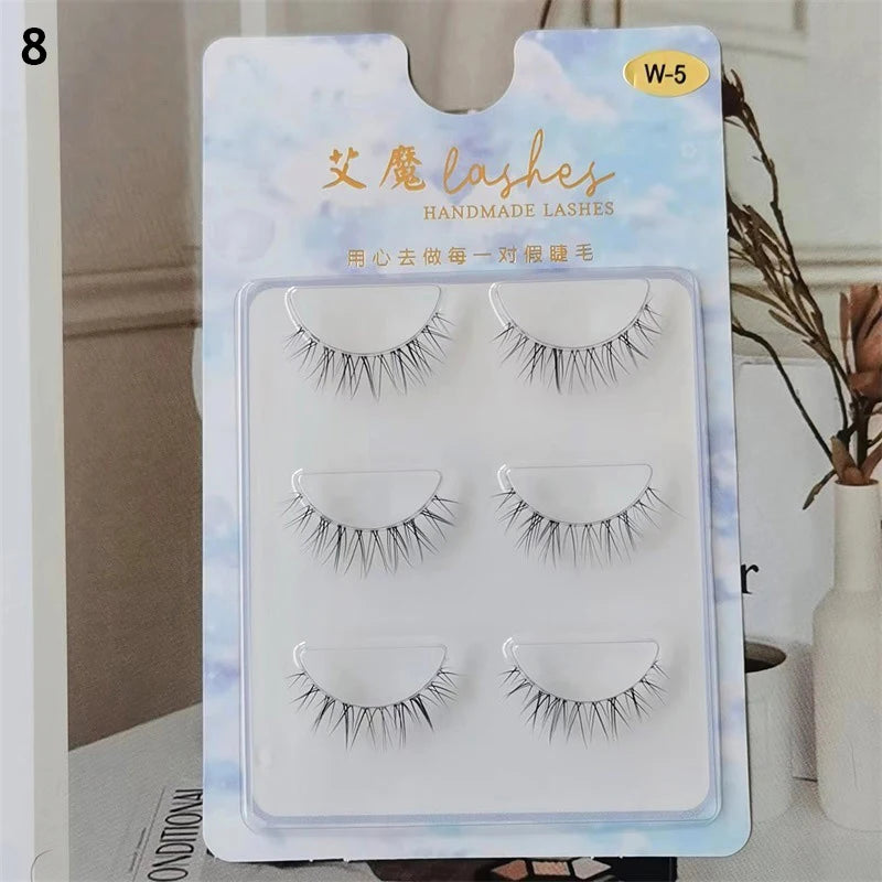 3pairs Mink Eyelashes Invisible Band Lash Extension Natural False Eyelashes Cross Cluster Fairy 3D Faux Big Eye Long Fake Lashes