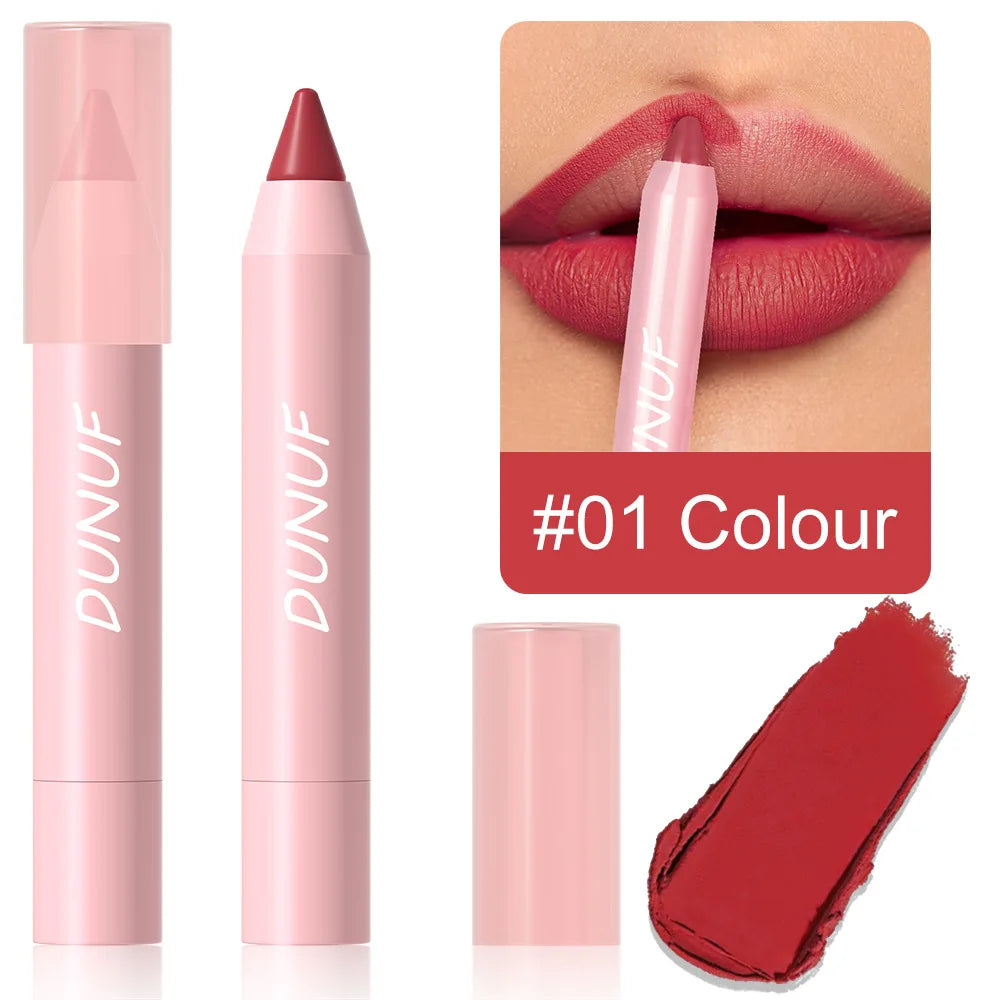 Lipstick Pencil Waterproof Sexy Red Matte Contour Tint Lipstick Lasting Non-stick Cup Lipliner Pen