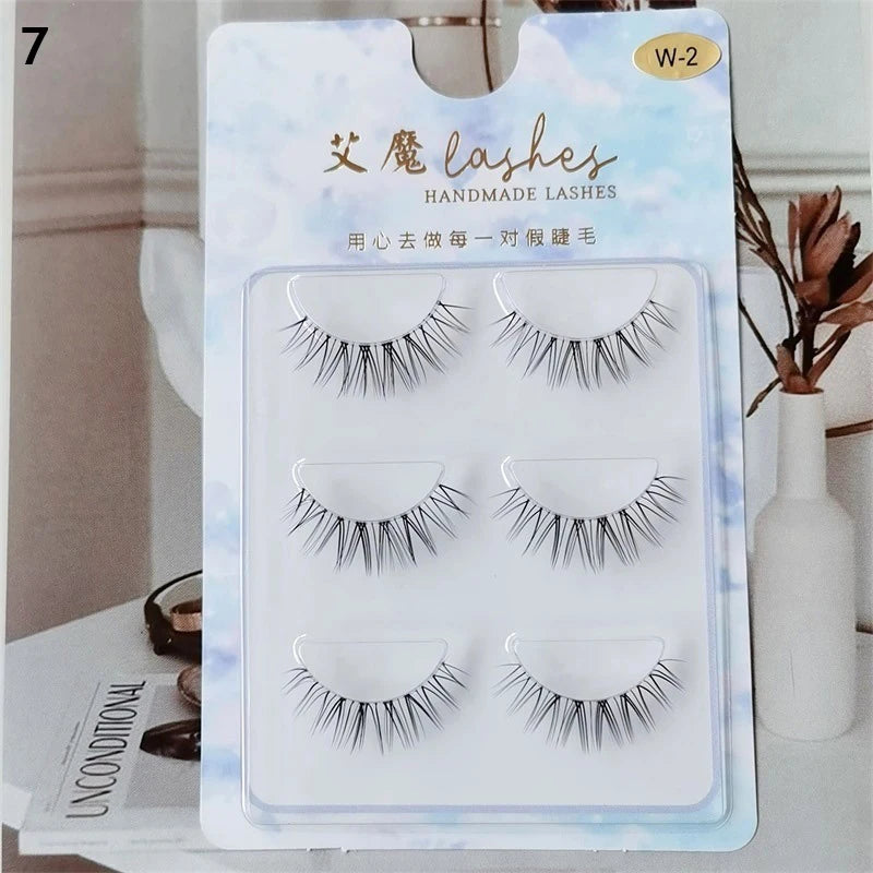 3pairs Mink Eyelashes Invisible Band Lash Extension Natural False Eyelashes Cross Cluster Fairy 3D Faux Big Eye Long Fake Lashes