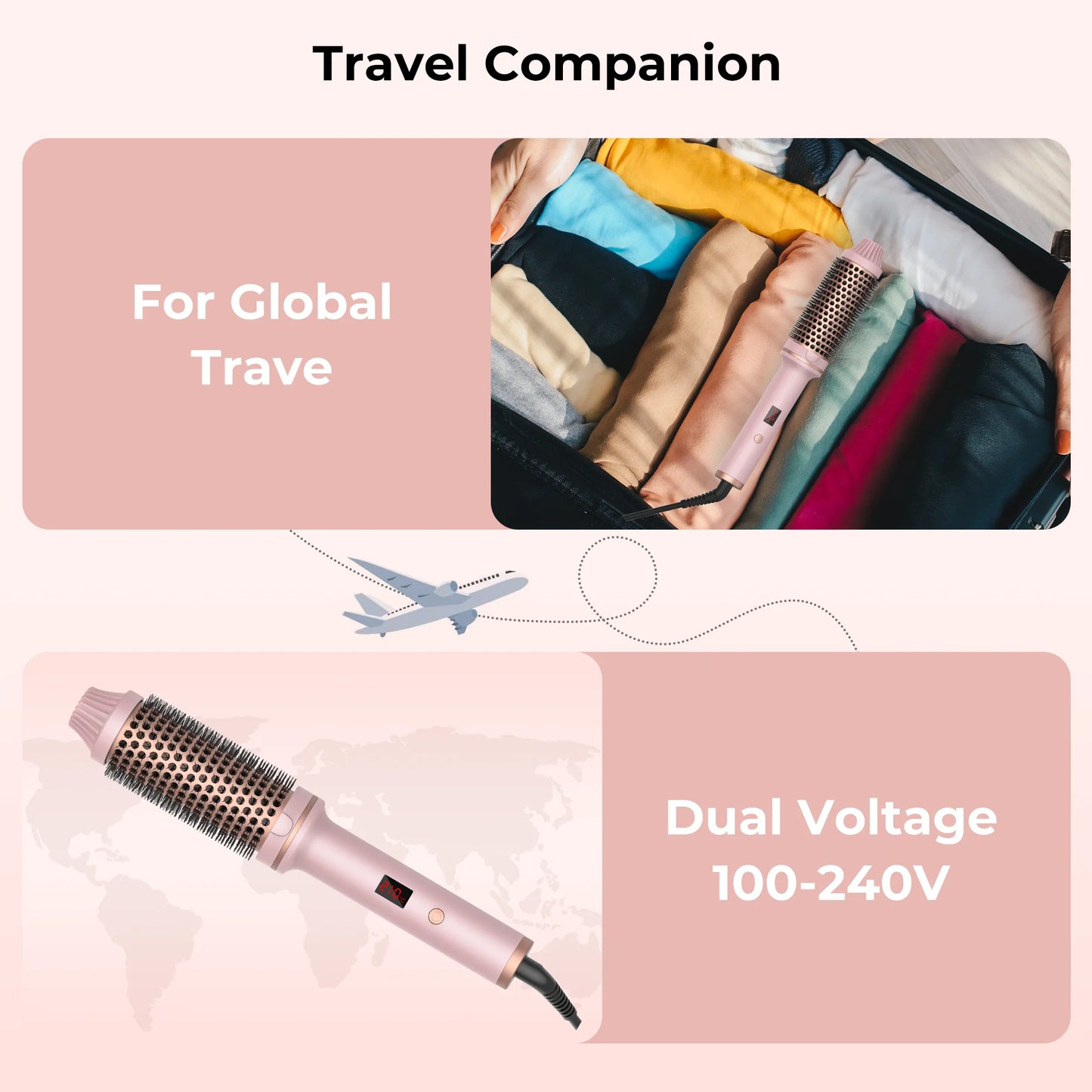 Heated Curling Brush Ceramic Curling Comb Volumizing Brush Curling