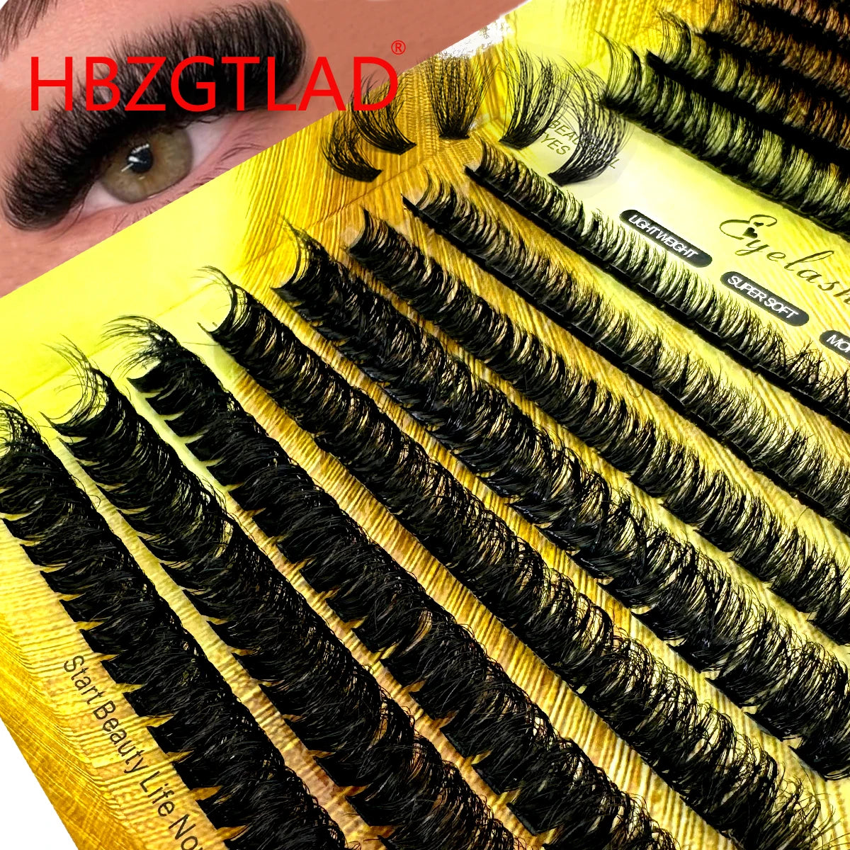 15 Rows Fluffy Cluster Lashes 60D+80D+100D Thick Eyelash Clusters D Curl Individual Lashes DIY Natural Lash Extensions Eyelashes