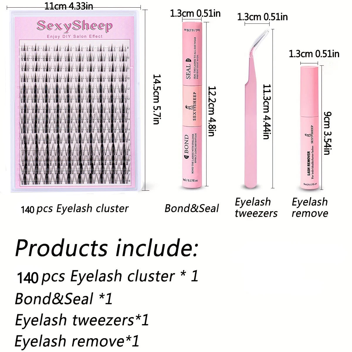 DIY eyelash extension set natural eyelash group set D curl single false eyelash group with bond and seal ,remover,tweezer