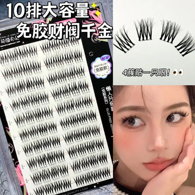 Voluminous No Need Glue Self-adhesive False Eyelashes Fluffy Fish Tail Sunflower Thick Curling Lash Extension DIY Anime Eyes