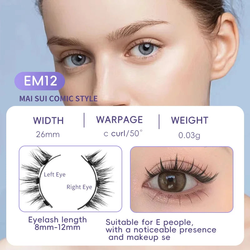 4pcs/1pair New 3 Magnetic False Eyelashes Easy To Wear Natural Soft Quantum Magnet Eye Makeup Tool With Applicater Glue Free