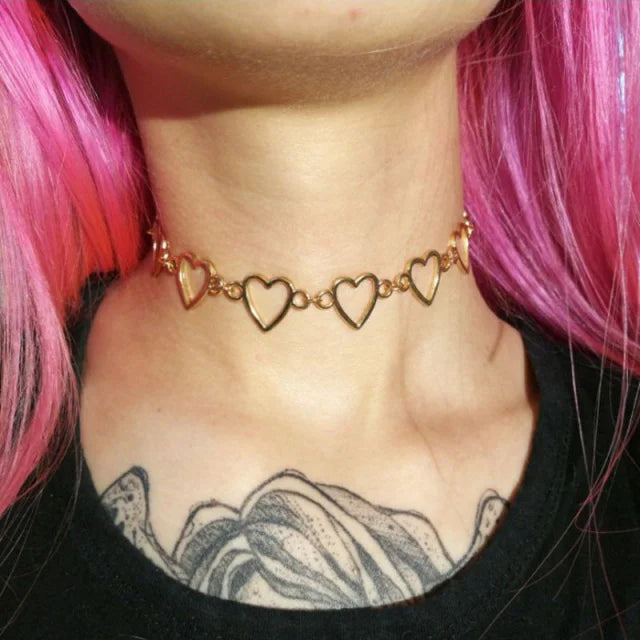 Fashion Tiny Heart Choker Necklace for Women Short Chain Shape Pendant Collares Necklace Ethnic Bohemian Jewelry Kolye Gift