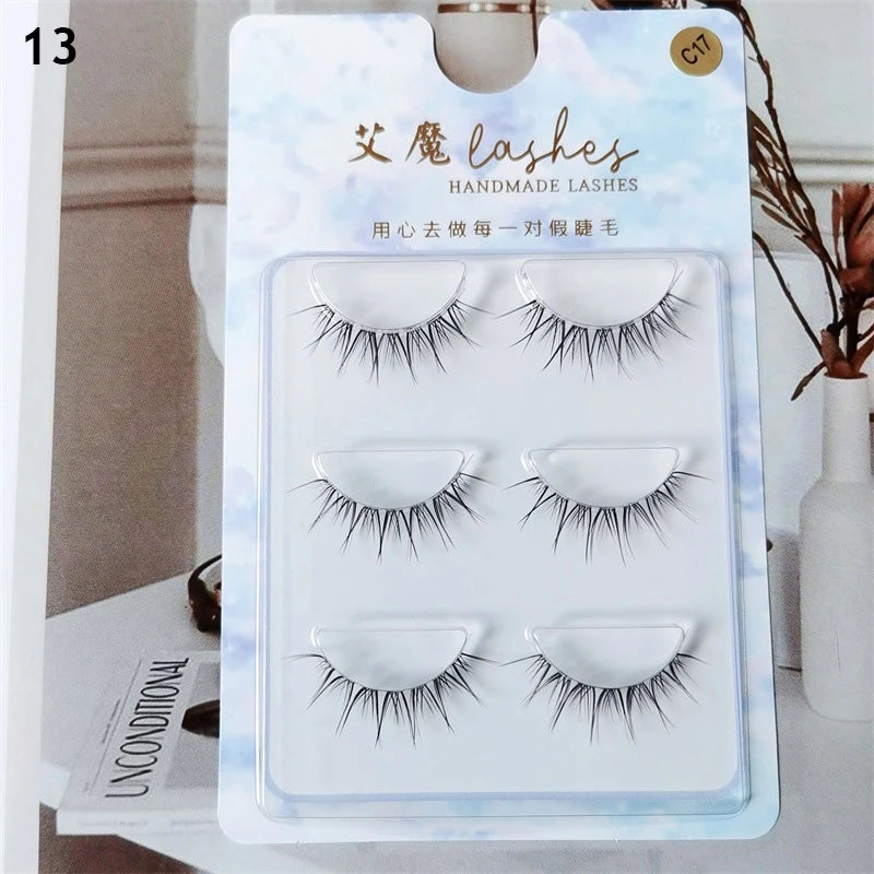 3pairs Mink Eyelashes Invisible Band Lash Extension Natural False Eyelashes Cross Cluster Fairy 3D Faux Big Eye Long Fake Lashes