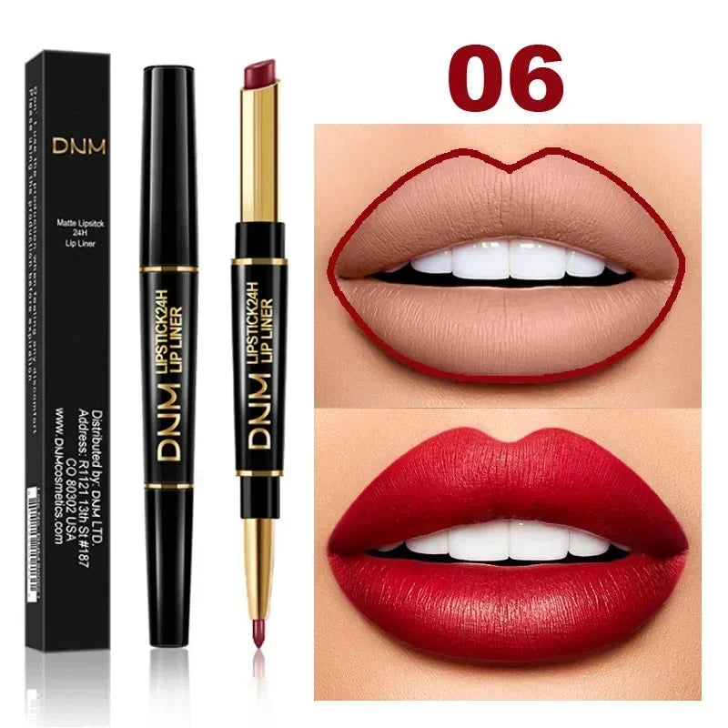 Matte Lipstick Women Lip Liner 2 In 1 Makeup Matte Lipstick Durable Waterproof Nude Red Lipstick Lips Cosmetics Tools