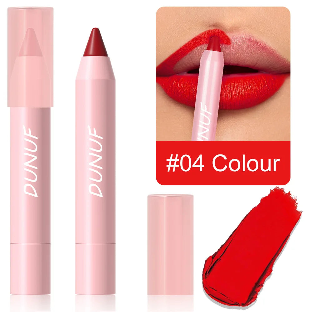 Lipstick Pencil Waterproof Sexy Red Matte Contour Tint Lipstick Lasting Non-stick Cup Lipliner Pen
