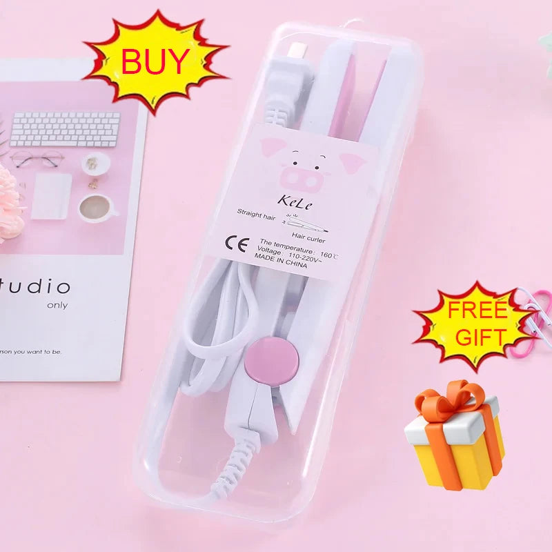 Mini Hair Straightener Flat Iron Hair Curler For Men Women Short Hair