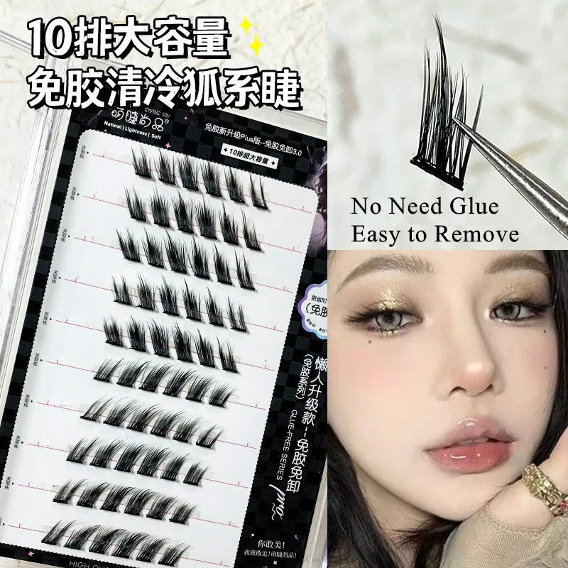 Voluminous No Need Glue Self-adhesive False Eyelashes Fluffy Fish Tail Sunflower Thick Curling Lash Extension DIY Anime Eyes
