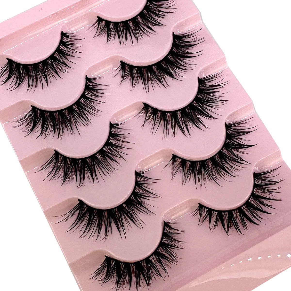 5Pairs Natural 3D Dramatic Fairy Clusters Manga Lashes Fake Eyelashes Wet Look Cosplay Lashes