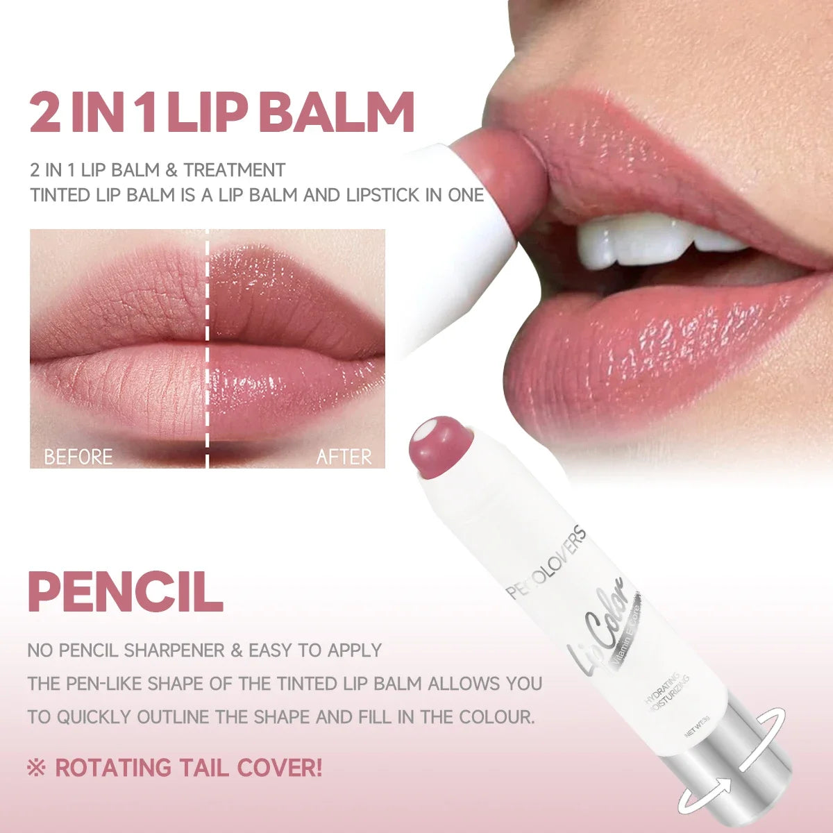 Matte Red Lip Balm Moisturizing 6 Colors Sandwich Lipstick Waterproof Long Lasting Non-stick Cup Lip Stick
