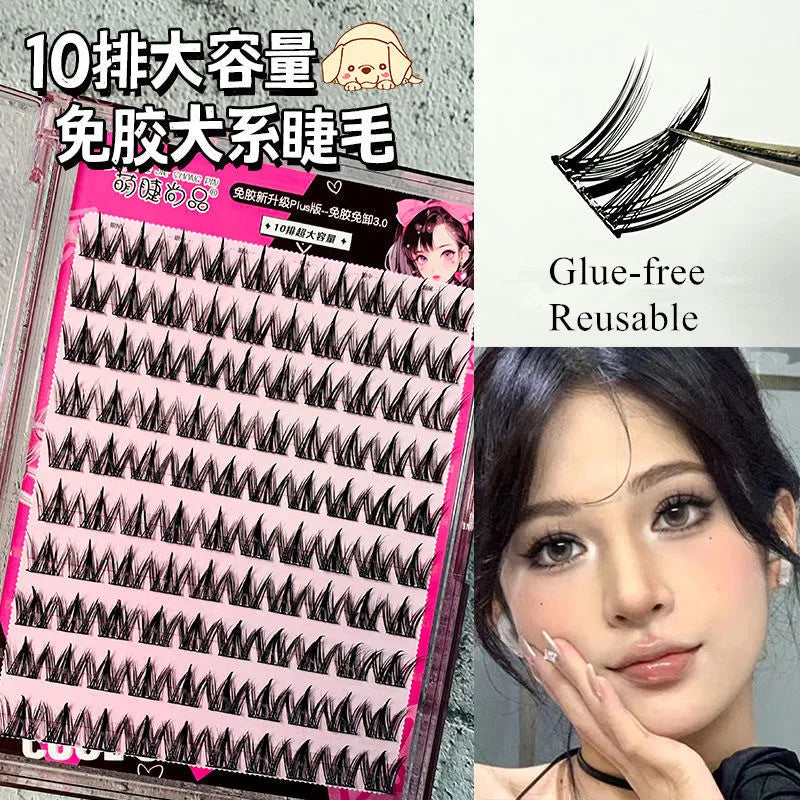 Voluminous No Need Glue Self-adhesive False Eyelashes Fluffy Fish Tail Sunflower Thick Curling Lash Extension DIY Anime Eyes
