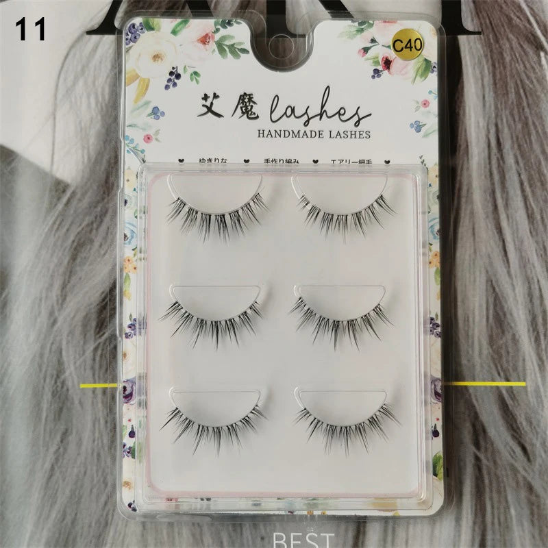 3pairs Mink Eyelashes Invisible Band Lash Extension Natural False Eyelashes Cross Cluster Fairy 3D Faux Big Eye Long Fake Lashes