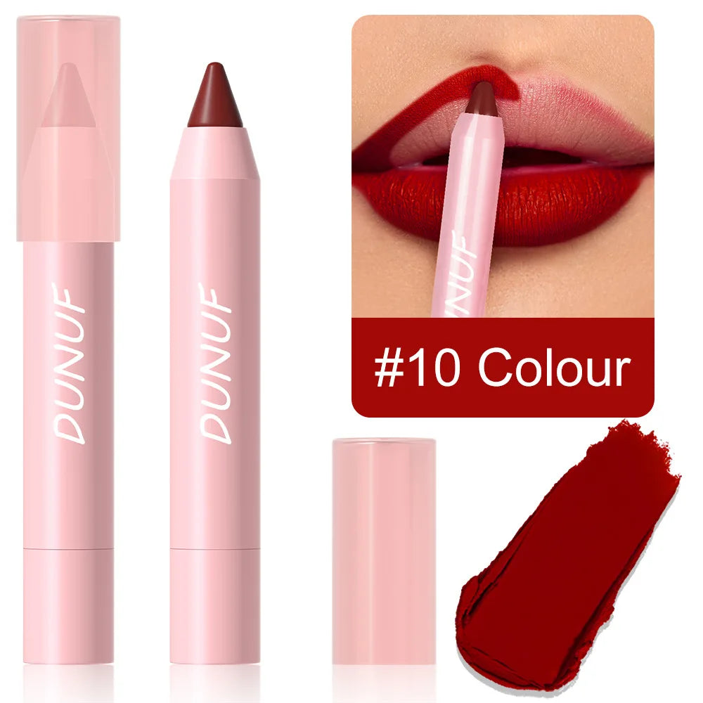 Lipstick Pencil Waterproof Sexy Red Matte Contour Tint Lipstick Lasting Non-stick Cup Lipliner Pen
