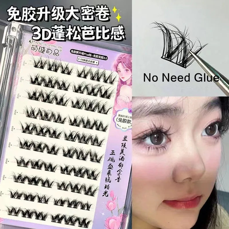 Voluminous No Need Glue Self-adhesive False Eyelashes Fluffy Fish Tail Sunflower Thick Curling Lash Extension DIY Anime Eyes