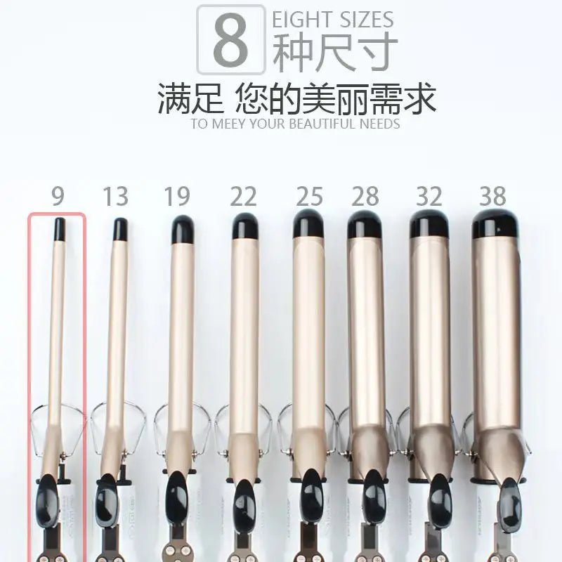 Electric Hair Curler Straightener Long Curling Tong Wand 9-38mm Professional Hair Curling Iron LCD