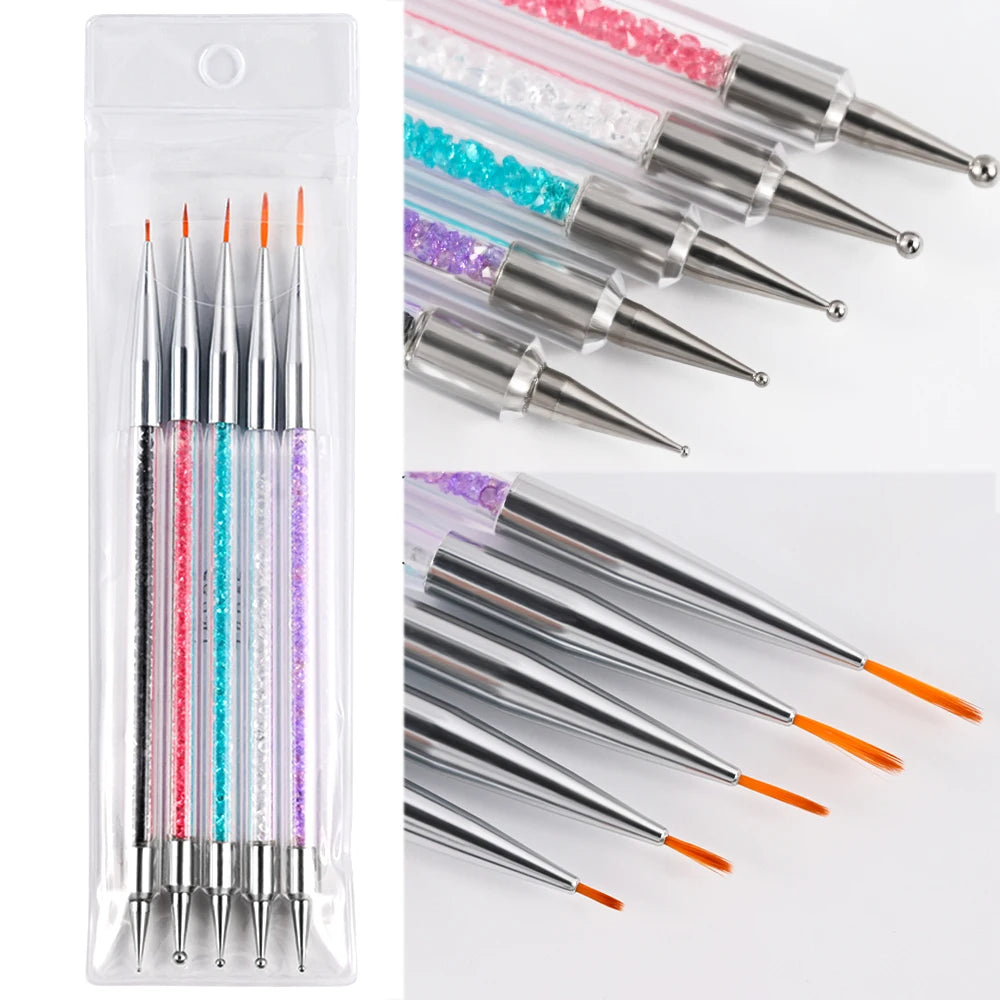 5/10pcs Pink/Black Nail Art Liner/Painting Brushes Ultra-thin Line Drawing Tool 4/8/12/20/25mm Professional Nail Liners Pen Tool