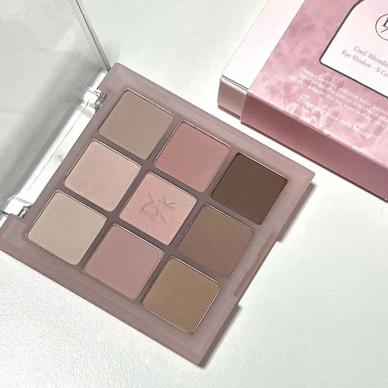DIKALU 9 Color Eyeshadow Tray Pearl Glitter New Milky Tea Nine Grid Eyeshadow Eye Makeup