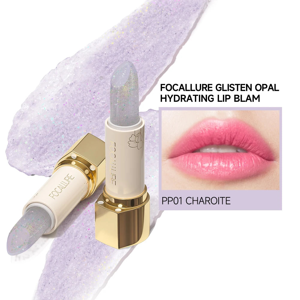 FOCALLURE Glitter Lip Balm 8 Colors Shimmer Lips Plumper Moisturizing Lipstick Long Lasting Waterproof Lip Care Makeup Cosmetics
