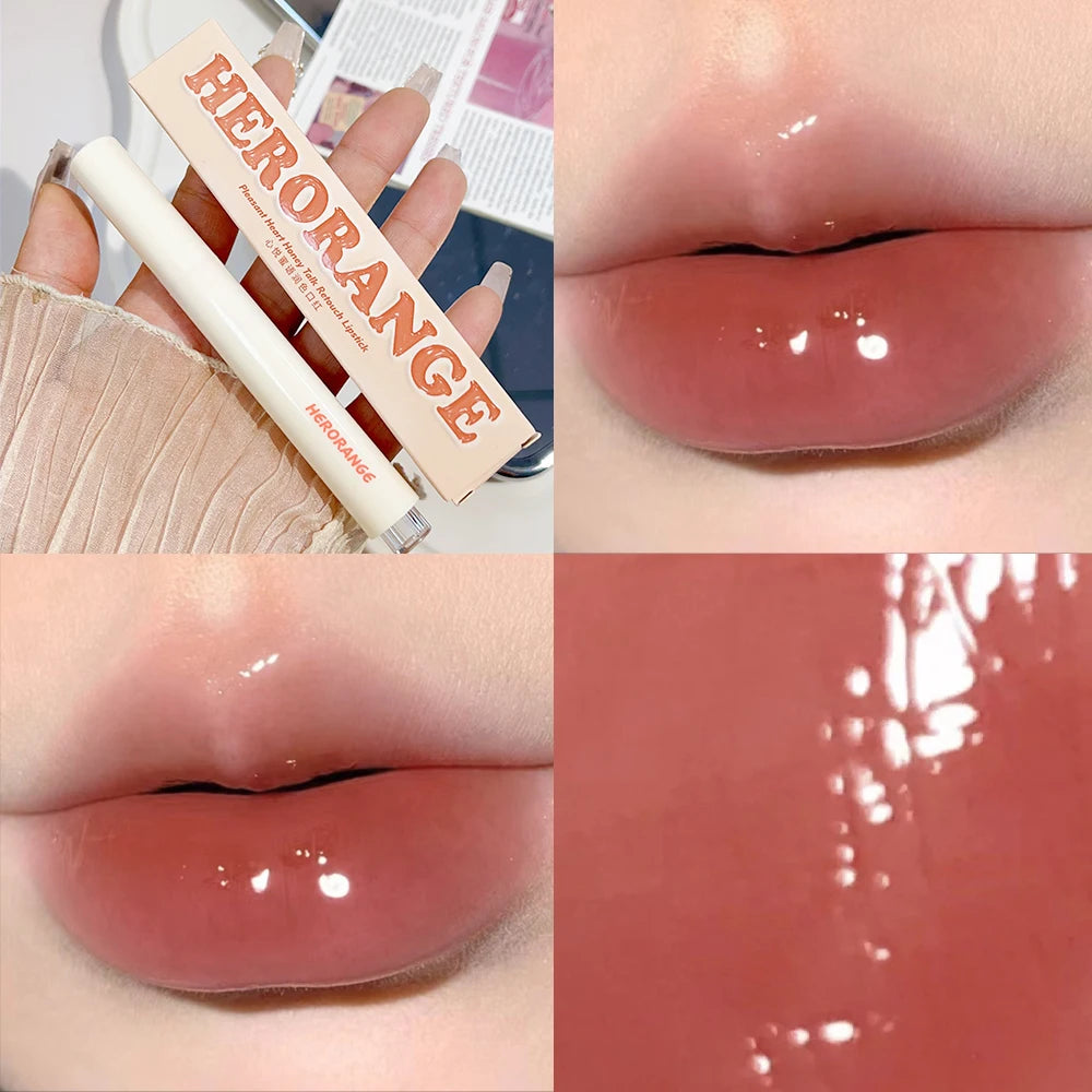 Mirror Jelly Solid Lip Gloss Lipstick Hydrating Clear Red Brown Moisturizing Lips Tint Nature Nude Korean Lip Makeup Cosmetics