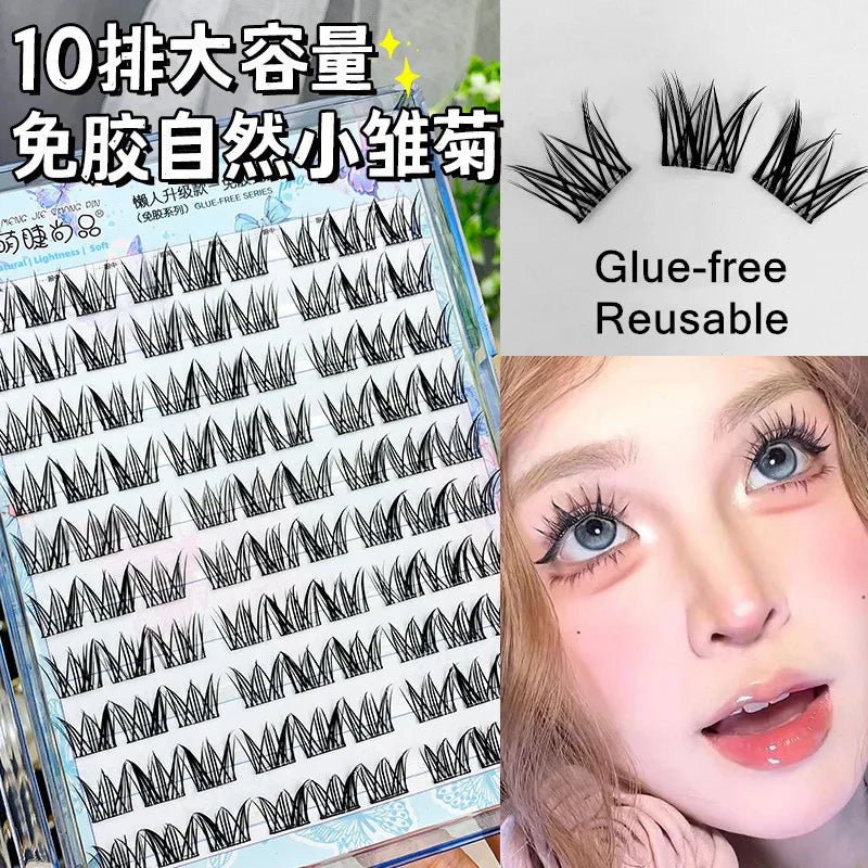 Voluminous No Need Glue Self-adhesive False Eyelashes Fluffy Fish Tail Sunflower Thick Curling Lash Extension DIY Anime Eyes